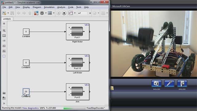 Tune Parameters Using Simulink External Mode For VEX Cortex MATLAB