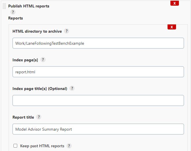 Publish H T M L Reports（发布 H T M L 报告）弹出窗口的截图。其中包含用于 H T M L directory to archive（待存档 HTML 目录）、Index pages（索引页）、Index page titles（索引页标题）和 Report title（报告标题）的表单。此外，还包含用于保存之前 HTML 报告的复选框。