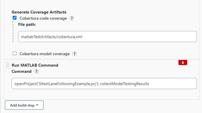 第二个 Run MATLAB Command（运行 MATLAB 命令）表单填写了用于收集模型测试结果的命令。  