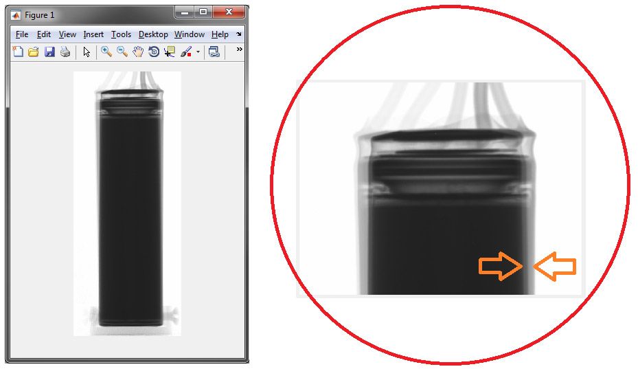 Figure 4.  A superposition of two battery projection images collected 180° apart.