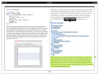 Figure 3. Student annotations showing code selected for copying and text highlighted for later review.