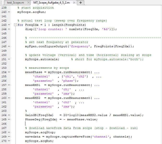 Figure 3. Sample object-oriented programming script for configuring test routines.