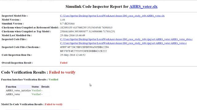Use Embedded Coder and Simulink Code Inspector to generate code from models and verify that translation in compliance with DO-178C and DO-331.