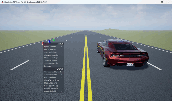 sim3d.Actor with context menu.