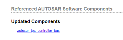 Referenced AUTOSAR Software Components with Updated Components section.