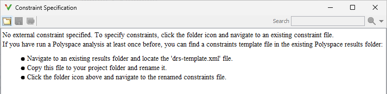 Constraint Specification window
