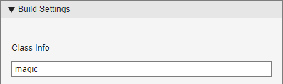 Build Settings section with class name set to magic.