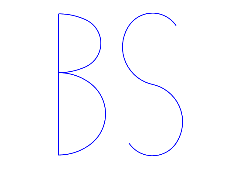 The image shows the letters B and S.