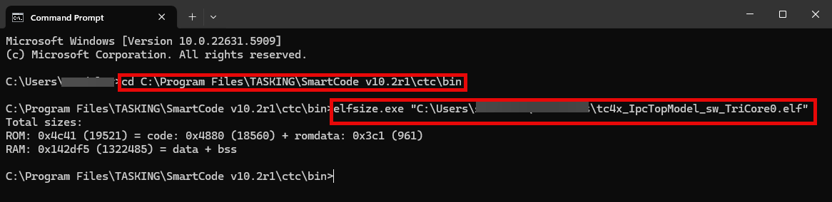View compiler memory usage in Command Prompt