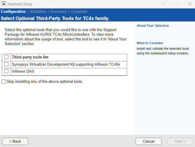 Select optional third party tools for IFX TC4x