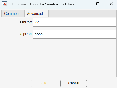 The advanced tab sets up the ssh port address and xcp port address.