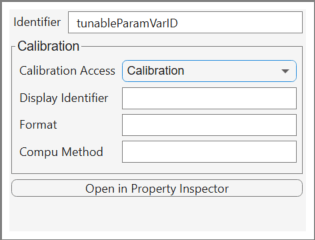Additional Parameters dialog box. The Identifier is specified as tunableParamVarID.