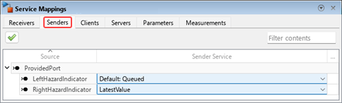 Service Mappings editor open with the Senders tab selected.