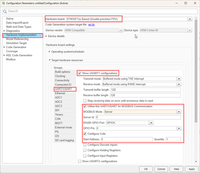 UART/USART Configuration
