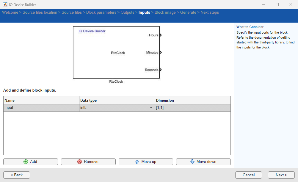 select inputs for block