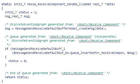 Example code that shows the implementation of the service function that sends messages