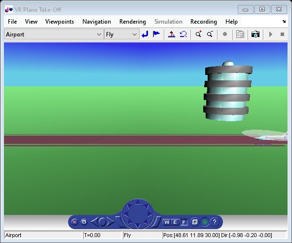 Figure VR Plane Take-Off contains objects of type hgjavacomponent, uimenu, uipanel, uitoolbar.