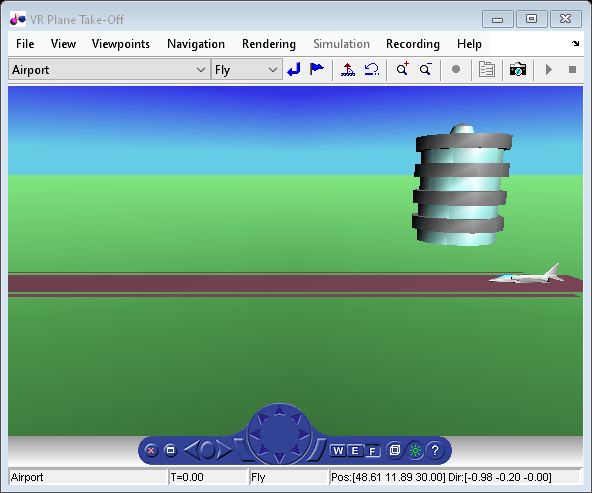 Figure VR Plane Take-Off contains objects of type hgjavacomponent, uimenu, uipanel, uitoolbar.