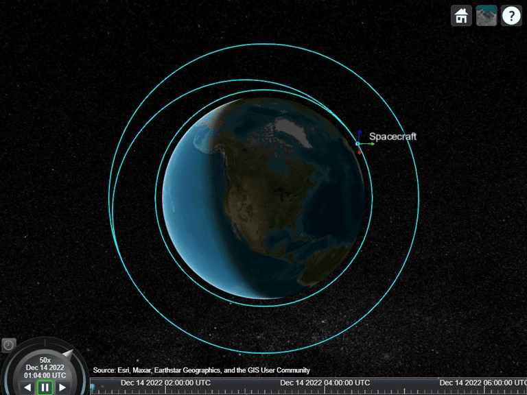 Visualize body coordinate axes of spacecraft in satellite scenario viewer