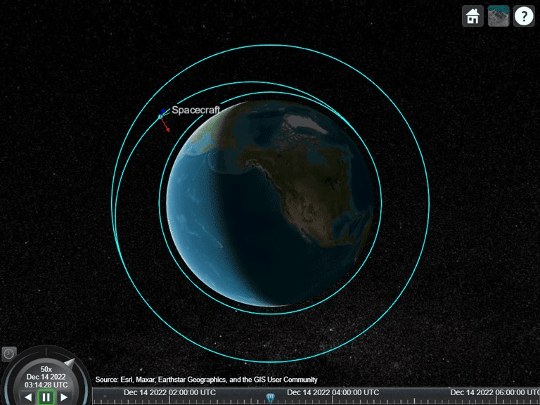 Animation of second maneuver in satellite scenario viewer