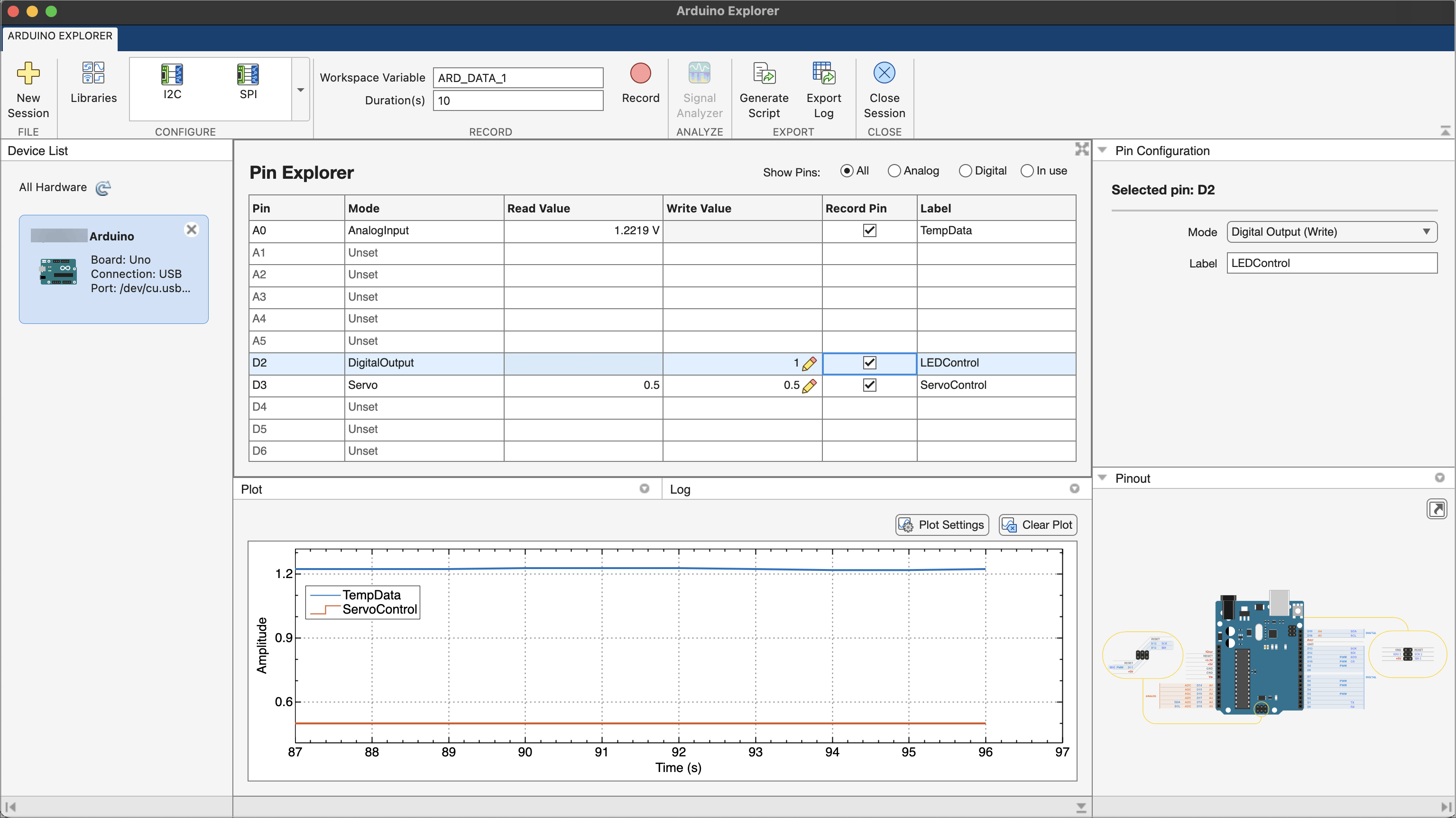 Figure shows the Arduino Explorer App.