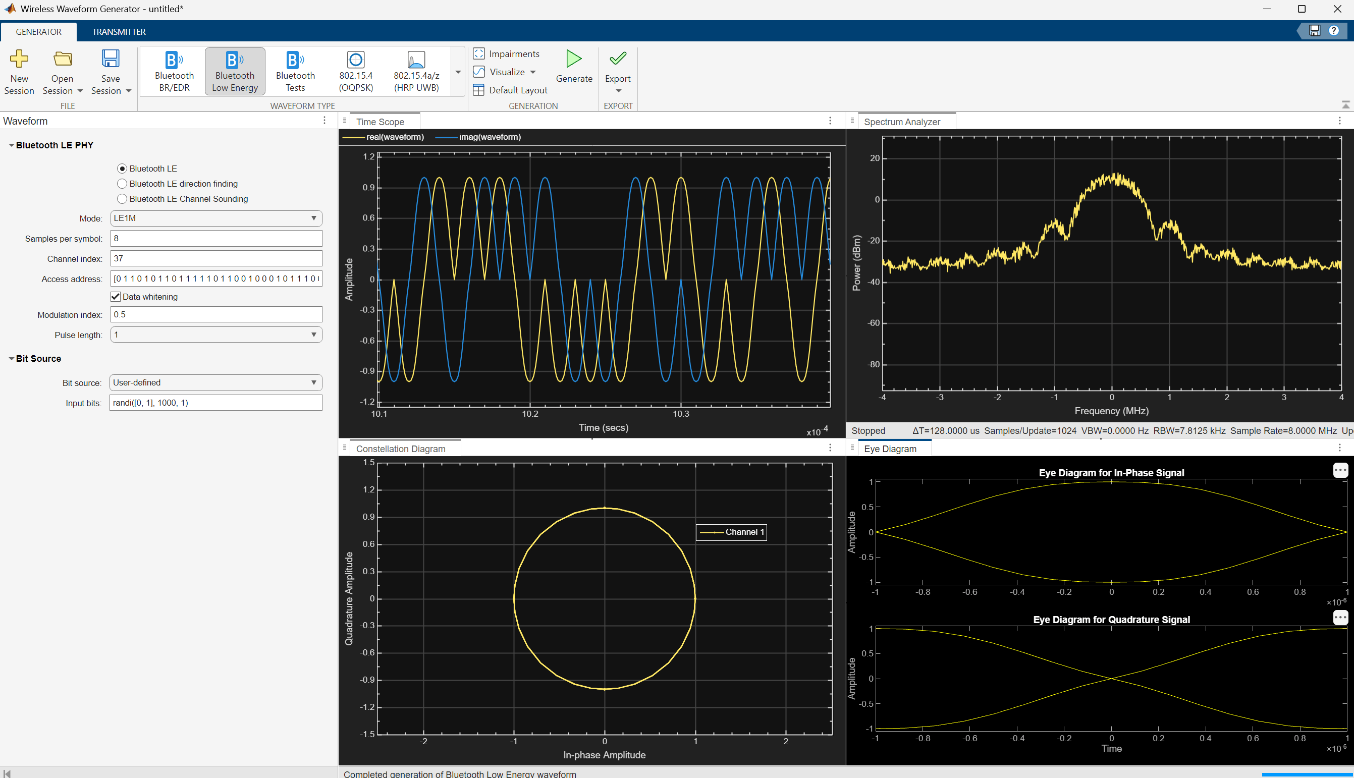 App-Based Bluetooth LE Waveform Generation