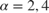 $\alpha=2,4$