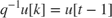 $q^{-1}u[k]=u[t-1]$