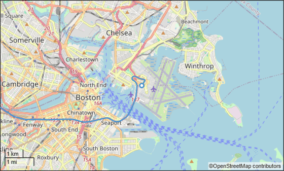 Figure Geographic Player contains an axes object with type geoaxes. The geoaxes object contains 2 objects of type line, scatter.