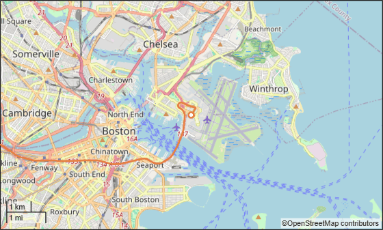 Figure Geographic Player contains an axes object with type geoaxes. The geoaxes object contains 4 objects of type line, scatter.