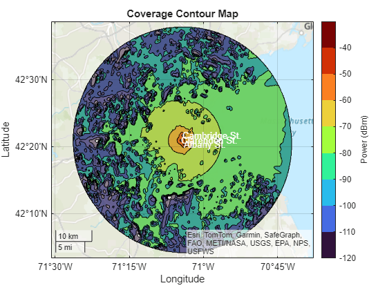 Visualize Viewsheds and Coverage Maps Using Terrain