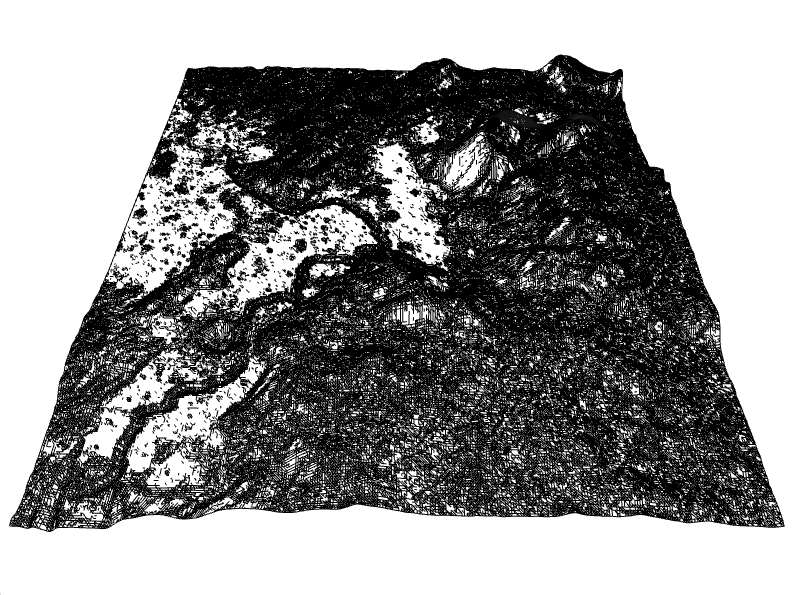 Bird's-eye view of lunar terrain