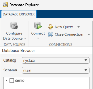 After connecting to the database file, the Database Browser pane shows the available tables in the database.