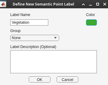 Dialog box for defining a new Semantic Point Label in Multi-Sensor Labeler app