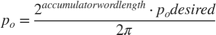 $$p_o = {{{2^{accumulator word length}} \cdot p_o desired} \over {2\pi }}$$
