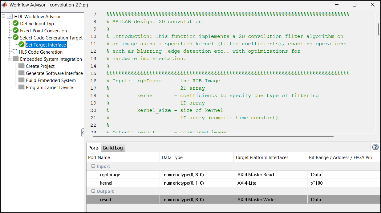 Set target interface in HDL Workflow Advisor.