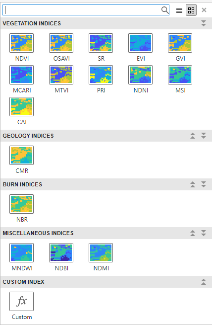 Hyperspectral Viewer Spectral Indices Gallery