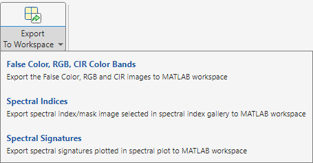 Hyperspectral Viewer Export Spectral Indices Dialog