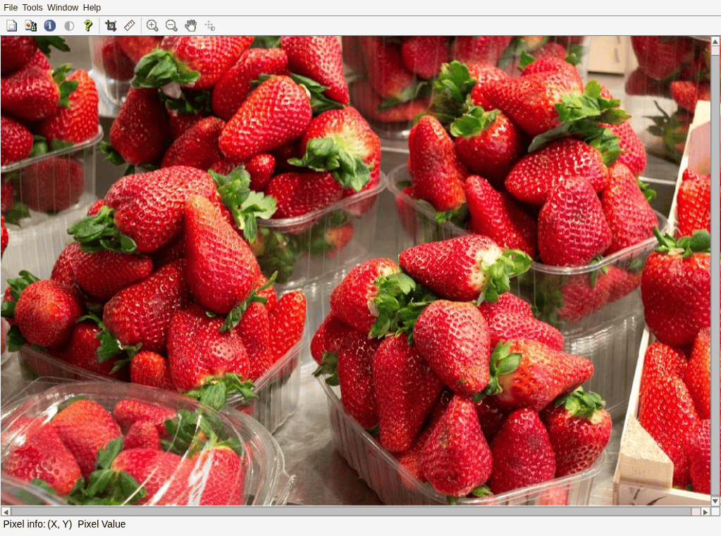 Figure Image Tool 1 - I contains an axes object and other objects of type uimenu, uitoolbar, uipanel. The hidden axes object contains an object of type image.