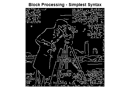 Figure contains an axes object. The hidden axes object with title Block Processing - Simplest Syntax contains an object of type image.