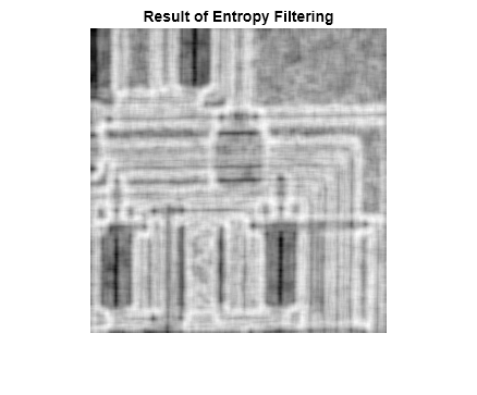 Figure contains an axes object. The hidden axes object with title Result of Entropy Filtering contains an object of type image.