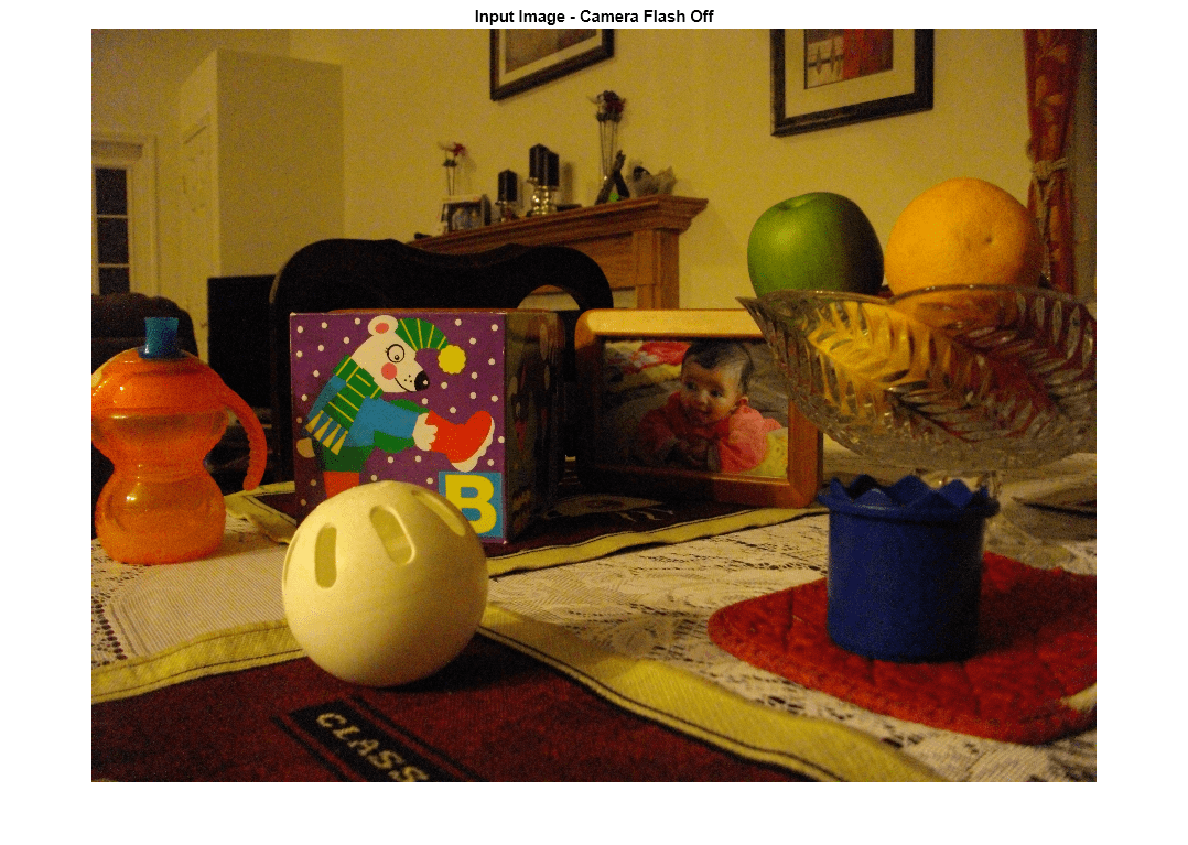 Figure contains an axes object. The hidden axes object with title Input Image - Camera Flash Off contains an object of type image.