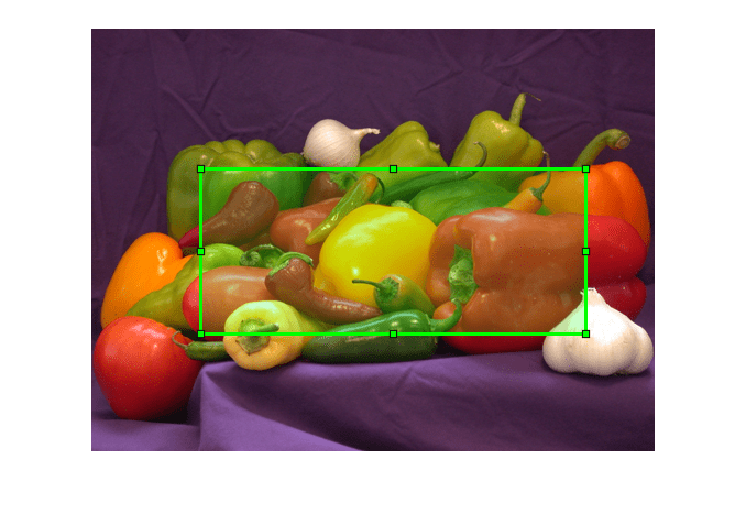 Figure contains an axes object. The hidden axes object contains 2 objects of type image, images.roi.rectangle.