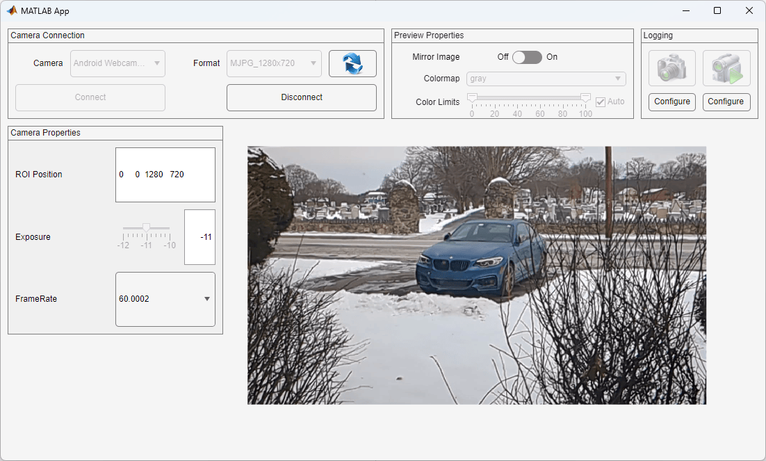 Create an App for Image Preview and Live Acquisition