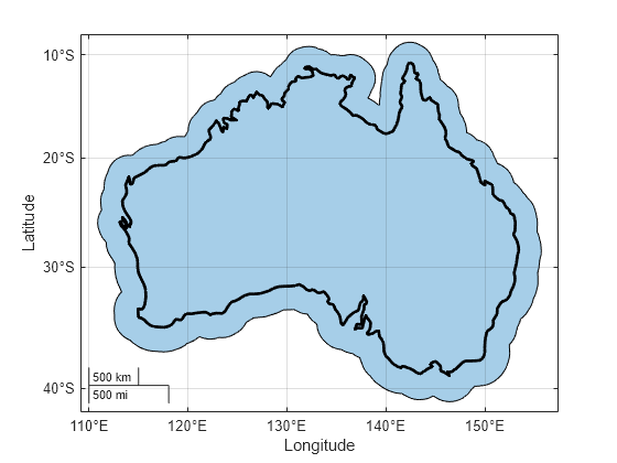 Figure contains an axes object with type geoaxes. The geoaxes object contains 2 objects of type polygon.