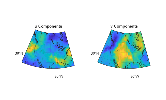 Figure contains 2 axes objects. Mapaxes object 1 contains 2 objects of type pseudocolorraster, polygon. Mapaxes object 2 contains 2 objects of type pseudocolorraster, polygon.
