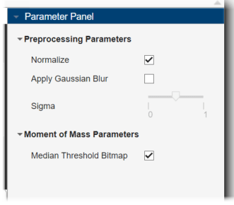 Parameter panel for the Moment of Mass technique