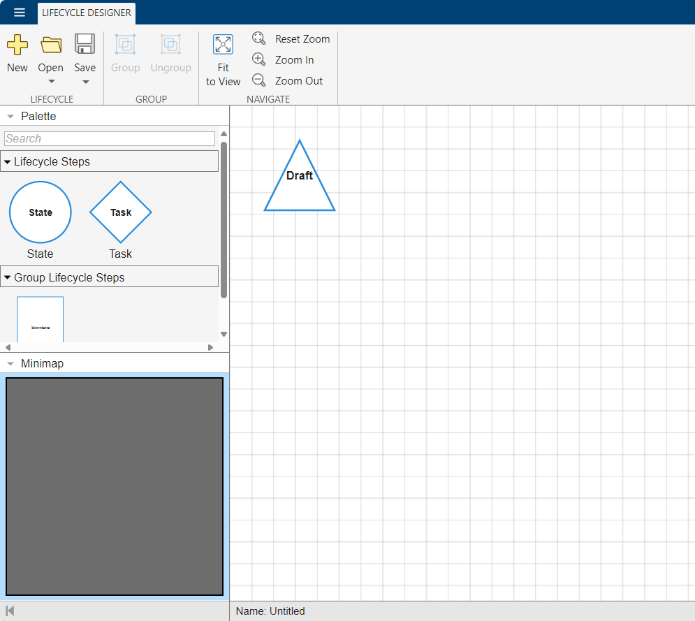 Lifecycle Designer, showing a Draft