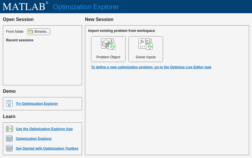 Figure Optimization Explorer - Getting Started contains objects of type uigridlayout, .