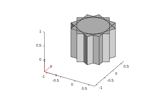 Union of three rotated cubes with preserved boundaries showing internal edges